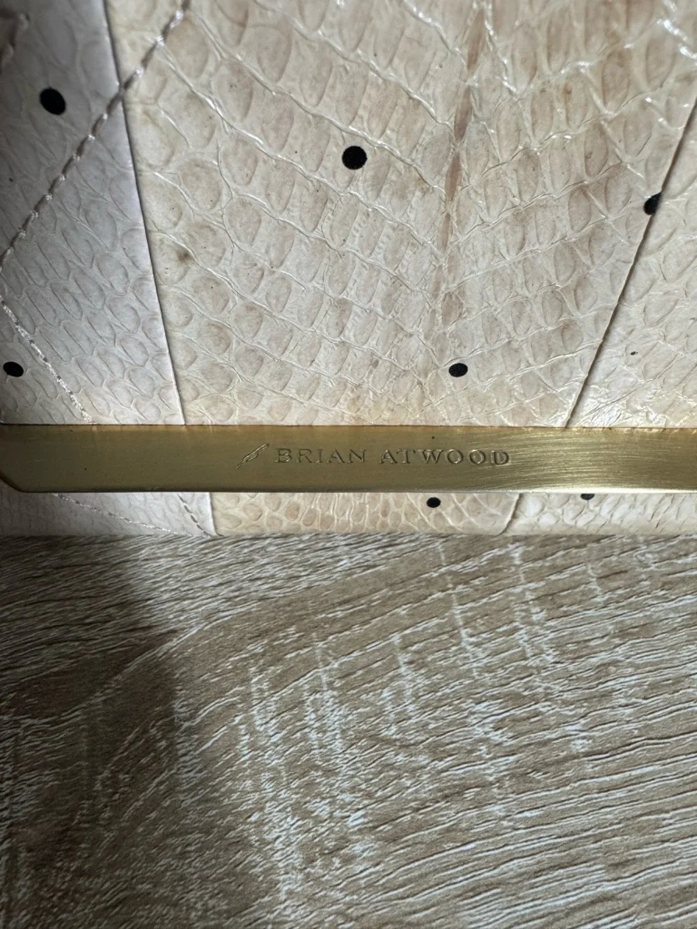 Brian Atwood Beige Snake Leather Print  Clutch